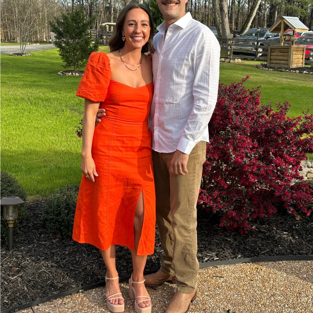 Banana republic puffy sleeve linen dress